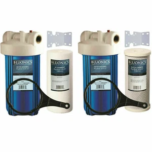 BLUONICS Two 10" Whole House Water Filter Purifiers w/Sediment & Carbon CTO - Picture 1 of 12