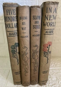 4 Antique Horatio Alger Jr Books Children's Boy Stories Hurst & Co (1909) - Picture 1 of 9