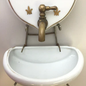 Vintage HEILWASSERSCHRIFT Set Porzellan Zusammensetzung Blattgold 12 Zoll - Bild 1 von 12