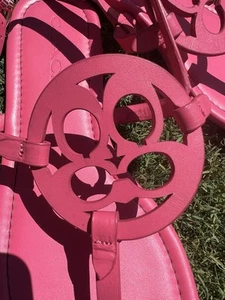 Coach Womens JACI Logo T-strap Flat Sandal Slingback Size 7 Pink- see photo - Picture 1 of 7