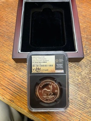 2020 South Africa Krugerrand PR70 Ultra Cameo First Day of Production First 103 - Image 1 of 3
