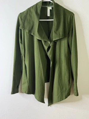 Cárdigan para mujer Green Tea frente abierto cascada talla S- verde oliva manga larga Foto 1 de 4