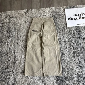 Vintage 90’s YOUTH Boys Small S 25x22 Khaki Lee Pipes Embroidered Baggy Pants - Picture 1 of 13