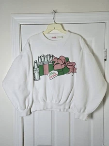 Vintage 80s Coca Cola Merry Christmas Crewneck Sweatshirt Size Large Bottle Coke - Bild 1 von 4