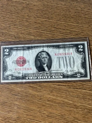 1928 Red Seal $2.00 Dollar  United States Note  - Very Nice Condition - Image 1 of 2