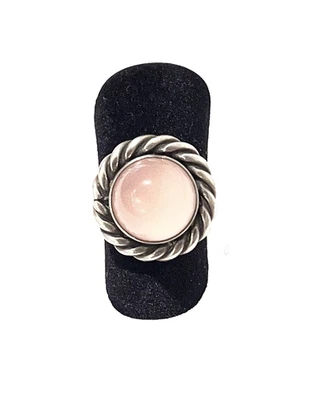 835/- Silberring, Handarbeit, Rosenquarz, Gr. 53, 2 - 2,5 mm breit. - Bild 1 von 2