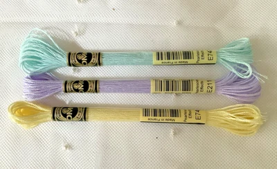 DMC Mouline Pearlescent Effects Lot of 3 Poly 8.7yds Each Yellow Blue Purple New - Image 1 of 3