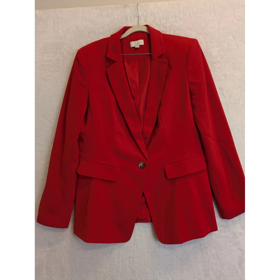 Blazer LOFT Rojo Un Botón Para Mujer Talla 10 A Medida Trabajo Carrera Foto 1 de 4