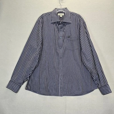 Camisa de vestir clásica Faconnable XXL azul blanco a rayas con botones Foto 1 de 4