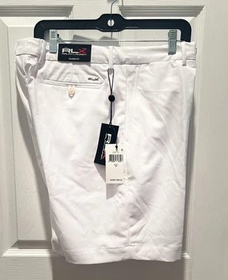 NOVO RLX Ralph Lauren Shorts Elástico Ajuste Personalizado Masculino Tamanho 32 Branco Preppy Golfe - Imagem 1 de 4