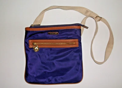 Michael Kors Kempton Royal Purple Nylon Crossbody Bag - Adjustable Strap & Charm - Image 1 of 4