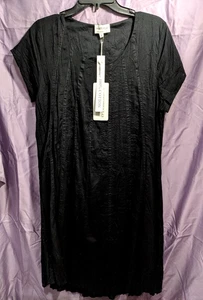 NWT  PORTOBELLO AUSTRALIA ''CHAPMANS'' Boho Dress Black Crusher 100% Cotton sz S - Picture 1 of 8