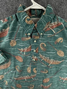VTG Reyn Spooner Dietrich Varez Pullover Button Shirt Boat Print Sea Ocean Men - Picture 1 of 12
