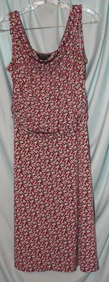 Vestido Vaina George Rojo Geométrico Drapeado Cuello Redondo Sin Mangas Tejido Talla M Foto 1 de 4