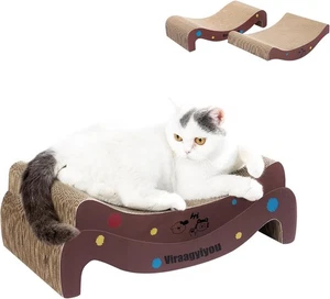 Rascador de gatos en forma de M rascador para gatos de interior tabla rascadora marrón - Imagen 1 de 7