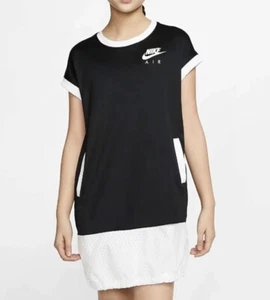 Nike Girls Sports Wearomens Air Short Sleeve Dress CU2458-010 Black White, Large - Picture 1 of 7