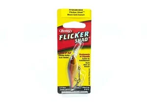 Berkley Flicker Shad FFSH4M-BGS Black Gold Sunset Color New on Card - Picture 1 of 2