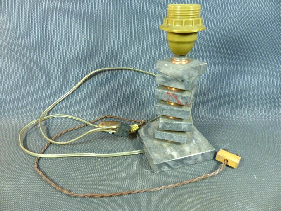 Lámpara de noche vintage de mármol gris diseño siglo XX Foto 1 de 4