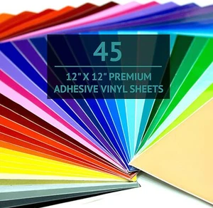 Bright Idea selbstklebende Vinylplatten, Vinyl für Cricut - 45er Pack 12”x12” - dauerhaft - Bild 1 von 5