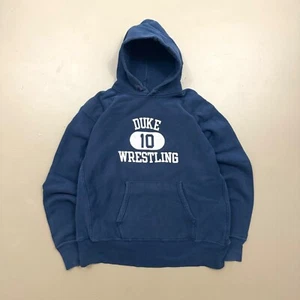 VTG 80s Champion Reverse Weave Warm Up Duke Wrestling Hoodie Sportswear Navy - Picture 1 of 4