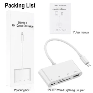 Adaptateur de carte SD/TF 4 en 1 USB3.0 femme adaptateur OTG pour iPhone iPad iPod Plug&Play - Photo 1 sur 7