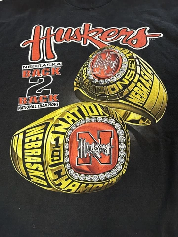 Vintage 90's Salem Nebraska Huskers Championship Ring T Shirt Size XLarge USA Cover
