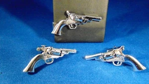 Vintage 1950's Designer Western Revolver Tie Clip and Cuff link Set by Anson - Picture 1 of 12