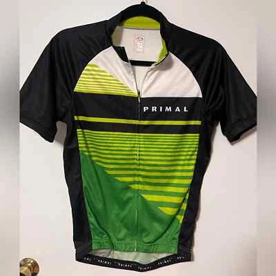 Jersey Primal Wear Hombre Manga Corta Cremallera Completa Corte Carrera Negro Verde Rayas M Foto 1 de 4