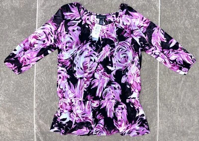 Top Pullover INC Para Mujer Talla 0X Púrpura Transparente Manga 3/4 con Camisola Adjunta Nuevo con Etiquetas Foto 1 de 4