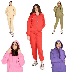 Poly Cotton Zip Up Plain Zipper Hooded Hoodie Coat Jacket Top Ladies Plus Size - Picture 1 of 10