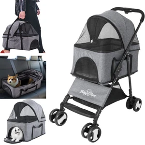 Heavy Duty Pet Stroller Pram One-Click Fold Jogger Dog Cat Carrier Travel System - Picture 1 of 12