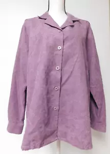 Bon Worth Purple Lavender Womens Floral Long Sleeve Blouse Size Large suede-llke - Picture 1 of 9