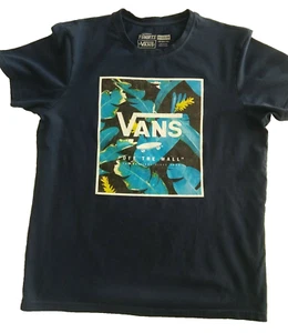 Vans T-Shirt Mens Medium Blue Cotton Short Sleeve Floral Asian Fit - Picture 1 of 5