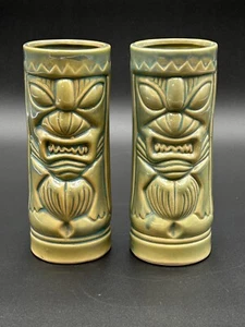 Vintage Tropical Tiki Tumbler Glass Set of 2 Hawaiian Barware 6.75” Tall - Picture 1 of 14