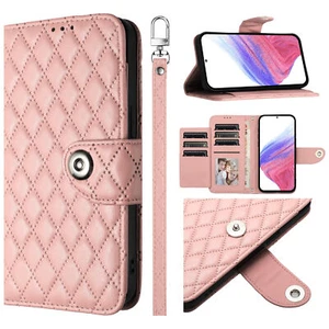 For Motorola Infinix Case Leather 7 Card Wallet Strap Girl Bag Stand Phone Cover - Picture 1 of 25