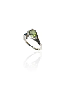 2.28g 11.4ct MOLDAVITE silver ring pear 6×8 mm size US 8 EU 57 #ASP0114 - Picture 1 of 1