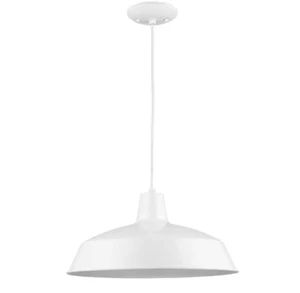 Bel Air Lighting Sherman 1-Light White Pendant Light Fixture with Metal Shade - Picture 1 of 8