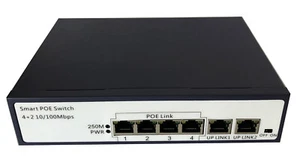 4+2 Port 4CH POE Switch IEEE802.3AF/AT 6 Port Standard POE With Power IP Camera - Picture 1 of 6