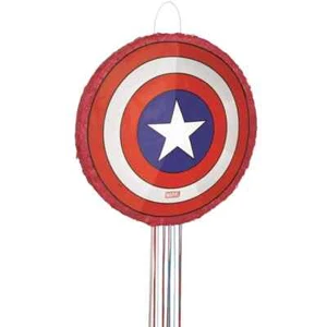 MARVELS CAPTAIN AMERICA PULL-STRINGS PINATA, SUPER HERO POP-OUT PARTY FUN 66377 - Picture 1 of 2