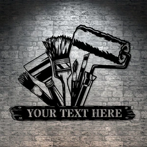 Personalized Painter Tools Metal Sign Gift. Paint Artist Wall Monogram Studio - Picture 1 of 7