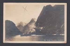 NORUEGA CIRCA 1930 BARCO TURÍSTICO EN TROLDFJORD FOTO REAL POSTAL RPPC SIN USAR - Imagen 1 de 2