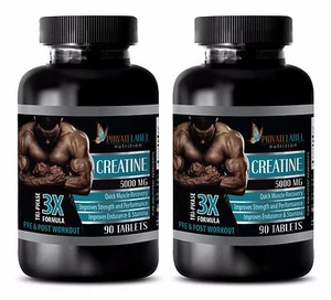 Pure Creatine Monohydrate Powder 3X 5000mg HCL Fat Burner 2 Bottles 180 Capsules - Picture 1 of 12