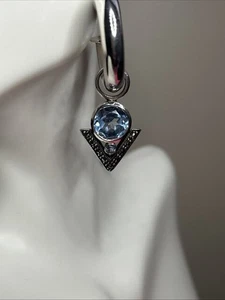 Sterling Silber Creolen Markasit blau Quarz Hänger Charms neu Posten Rückseiten - Bild 1 von 15