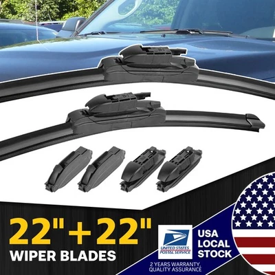 For GMC Sierra 3500 HD 2007-2021 Windshield Wiper Blades Set Front 22"&22" New - Image 1 of 4