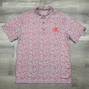 Tattoo Golf Vapor Cool Stretch Mens Golf Shirt Size M Swirl Pattern Red/Teal - Picture 1 of 17