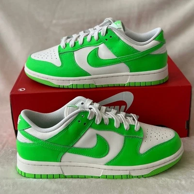 NUEVO Mujer Talla 9 Nike Dunk Parte Superior Baja Cuero Verde Strike Blanco Zapatilla con Cordones Foto 1 de 4