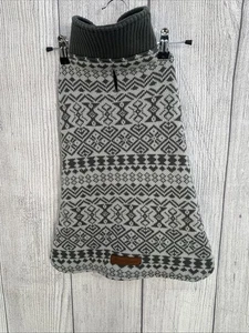 Eddie Bauer Dog Coat LARGE Gray Sweater Fair Isle Fleece Lined Nordic Jacket - Picture 1 of 9