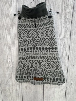 Eddie Bauer Dog Coat LARGE Gray Sweater Fair Isle Fleece Lined Nordic Jacket - Image 1 of 4
