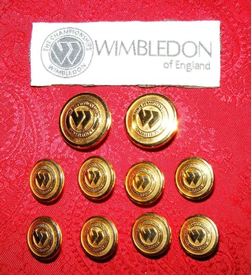 THE CHAMPIONSHIPS WIMBLEDON OF ENGLAND W LOGO GOLD REPLACEMENT BLAZER BUTTON SET - Image 1 of 4