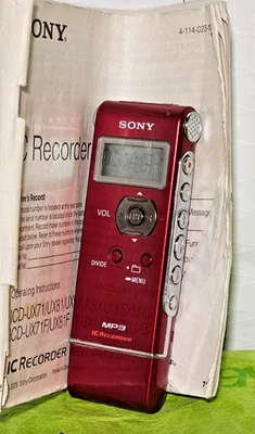 Grabadora Sony ICD-UX71 MP3 USB Dictado Rojo 4" Foto 1 de 4